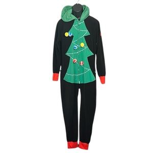 Tipsy Elves Christmas Tree Toss Game Union Suit Pajamas Medium